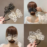 new women elegant bud chiffon bow bun maruko hairstyles making long tools sweet headband hairbands fashion hair accessories