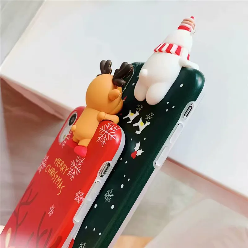 Милые чехлы с рождественским оленем и снеговиком для iphone XS Max X XR чехол телефона 7 8