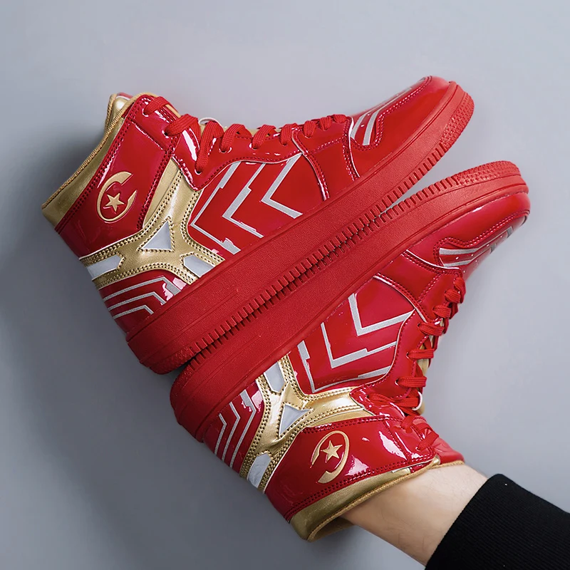 Новинка Marvel красная Мужская обувь для скейтборда Scarpe Air Avengers высокие спортивные коньки Светоотражающие кроссовки для мужчин Homme Chaussure