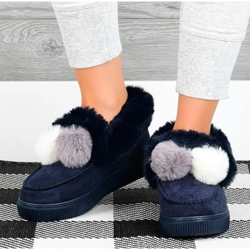 

2021 Women Loafers Warm Moccasin Shoes Plush Ladies Causal Non Slip Woman Flock Comfortable Female Flats Shoes Fashion New