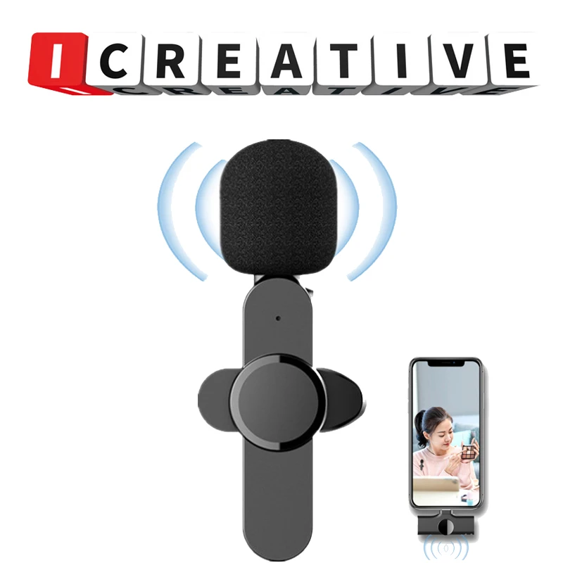 

ICREATIVE Wireless Lavalier Microphone Portable Mini Mic for Smartphone iPhone Android Phone Youtubers Facebook Live Broadcast