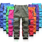 Брендовые водонепроницаемые брюки для мальчиков, спортивные брюки для альпинизма, Детские наряды в стиле пэчворк с мягкой оболочкой для 105-160 см
