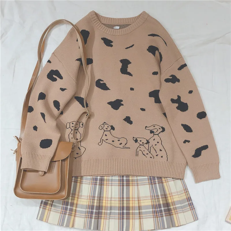 Осенне-зимний свитер Mori Girl трикотажный в стиле &quotЛолита&quot с рисунком пятнистой