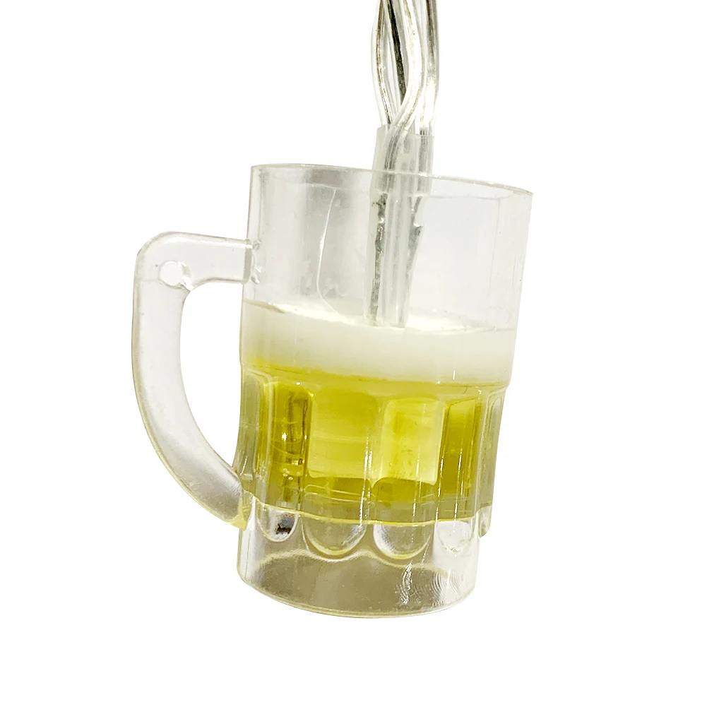 

2pcs Battery Powered Bar String Lights Party 10 LEDs Christmas Indoor 3D Beer Mug Wedding Decoration Holiday Warm White Club