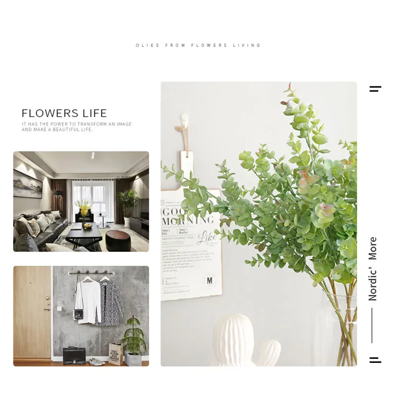 Имитация эвкалипта 5 вилок свадебные украшения искусственные растения InsRattan 58 см