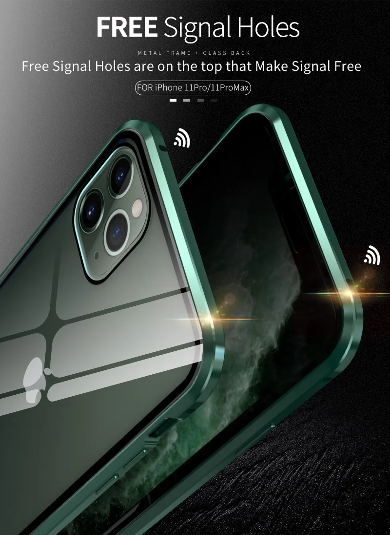 360 Защитный Магнитный чехол для iphone 11 Pro MAX Противоударная прозрачная стеклянная крышка металлическая рамка СПС iphone 11 Pro Роскошная Броня