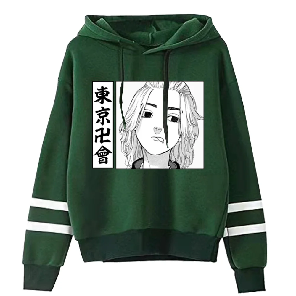 

Tokyo Revengers Stripe Hoodie Men Women Casual Autumn Hooded Collar Sweatshirt Oversized Pullover Drawstring Coat For Anime Fans