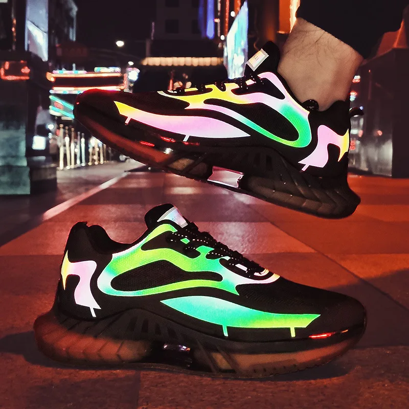 

Newest Men Tide Sneakers Big Size Fashion Comfortable Dazzling Reflections Street Popular Cool Casual Sport Running Shoes