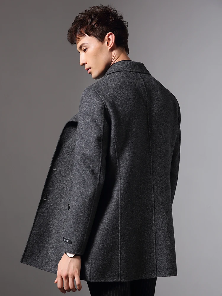 

Handmade Double-side Woolen Autumn Winter Jacket Men 100% Wool Coats Windbreaker Long Coat Plus Size Abrigo Hombre MY1836