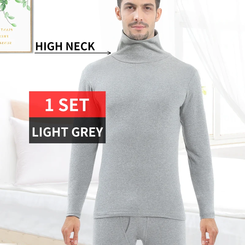 Мужское термобелье со средней горловиной для зимы, кальсоны - Цвет: High Neck Gery