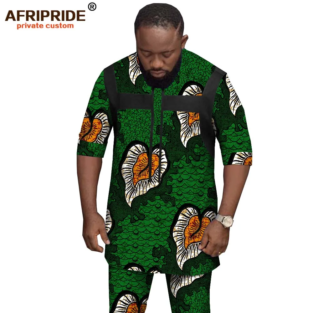 Африканская Мужская одежда этнические наряды короткий топ с коротким рукавом