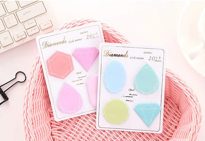 

Creative gem pattern Sticky Notes Self-Adhesive Memo Pad Planner Stickers sticky Bookmark office School Supplies papelaria