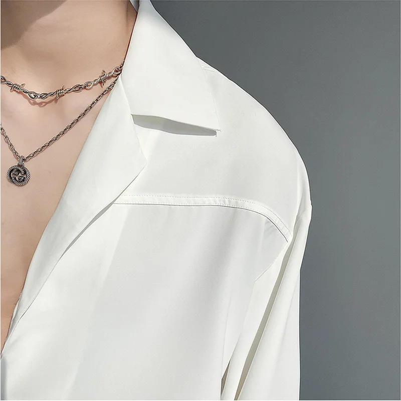 Business Suit Collar Shirts for Men's 2021 Autumn High Quality Solid Color Casual Shirt Camisa Social Party Masculina Streetwear