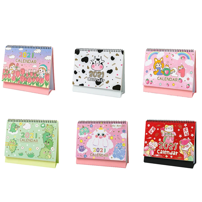 

2021 Cartoon Desk Calendar Table Calendar Timetable Planner 2020.08-2021.12
