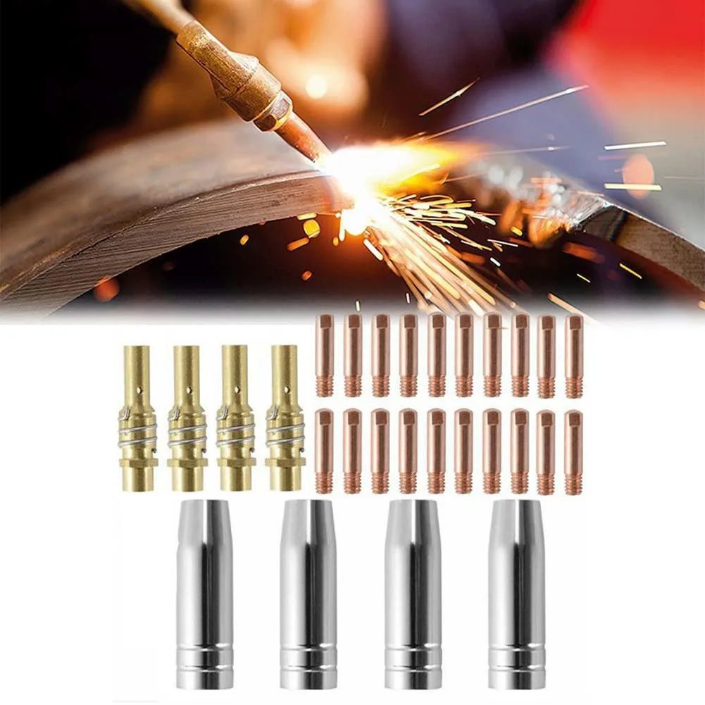 

28Pcs MB15 MIG Consumable Accessory Kit Contact Tips Shroud Nozzle Holde For 14AK 15AK Torches,Clarke,SIP, MIG130/140/200