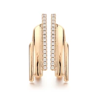 hanreshe copper crystal stud earrings geometric luxury hiphop jewelry accessories natural zircon earring woman best gift