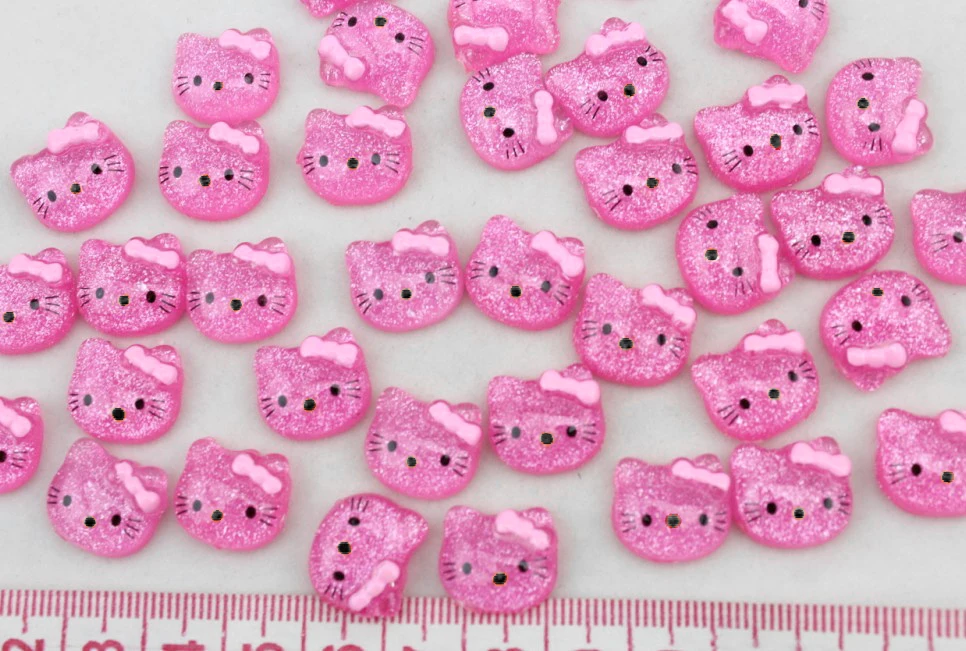 Набор из 100 штук ручная роспись голова котенка блестящие Кабошоны (15 мм)