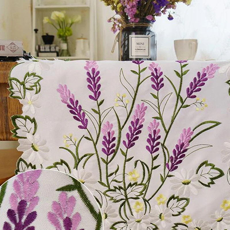 Домашняя скатерть пасторальная вышивка лавандовый узор для свадебной вечеринки