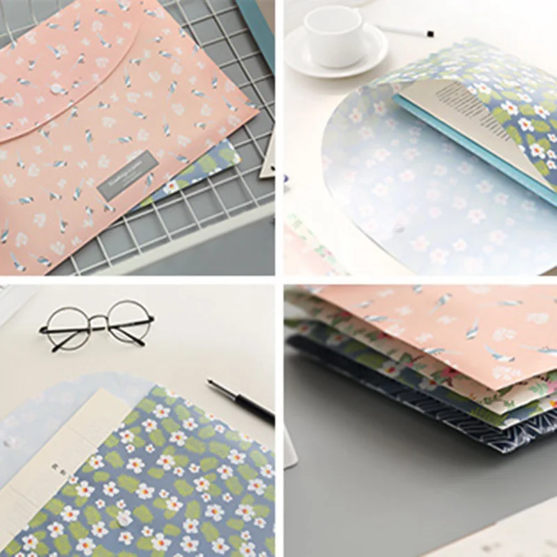 

Durable Briefcase Folder Snap Floral File Bag Paper A4 School Stationery Store Office Supplies 1pc