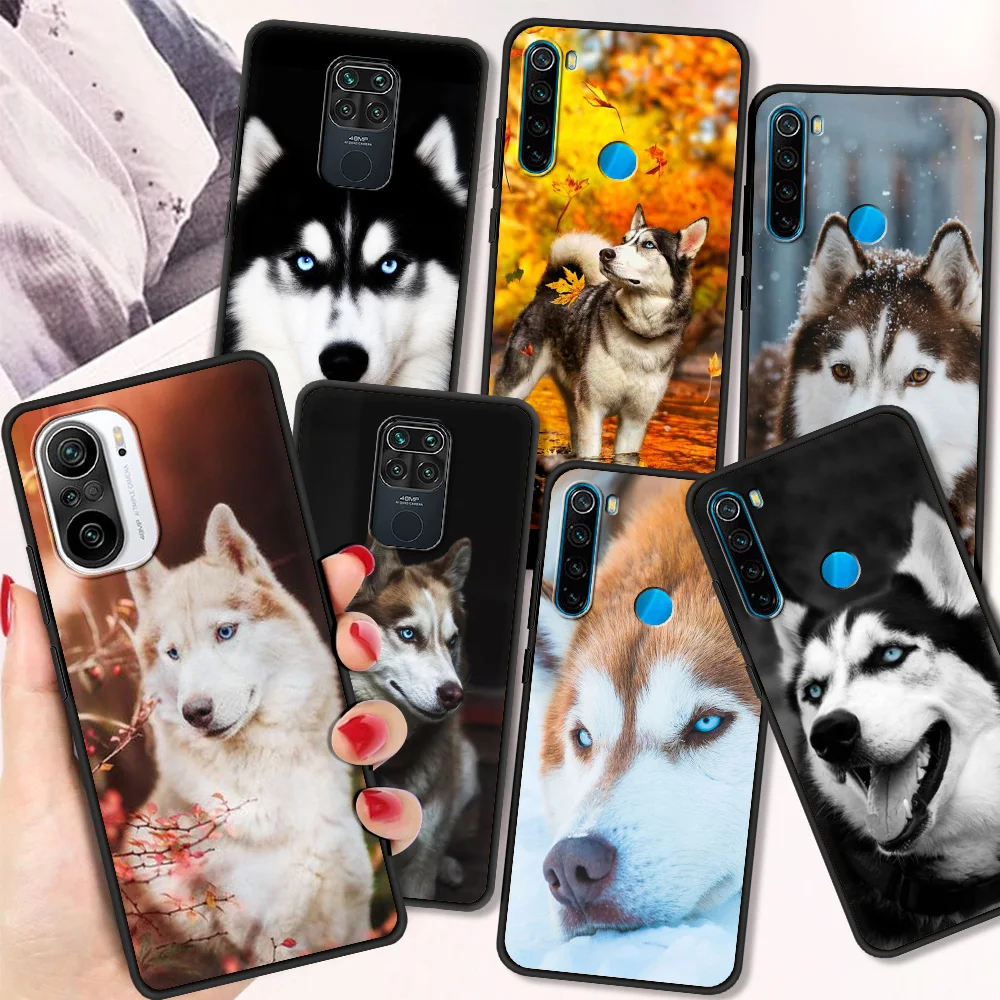 

Siberian Husky Fundas Shockproof Case For Redmi Note 10 9 9s 8 8T 7 Pro Black Soft Cover For Redmi 9A 9C 8 8A Shell Silicone TPU