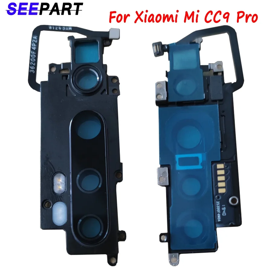 

For Xiaomi Mi CC9 Pro Camera Frame Lens with Flash Original for Mi Note 10 Pro Camera Lens Frame with Flash Main Camera Glass