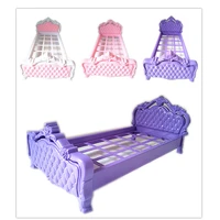 miniature 16 scale doll furniture white pink purple plastic bed for 25 30cm dolls house baby toys girl birthday gift