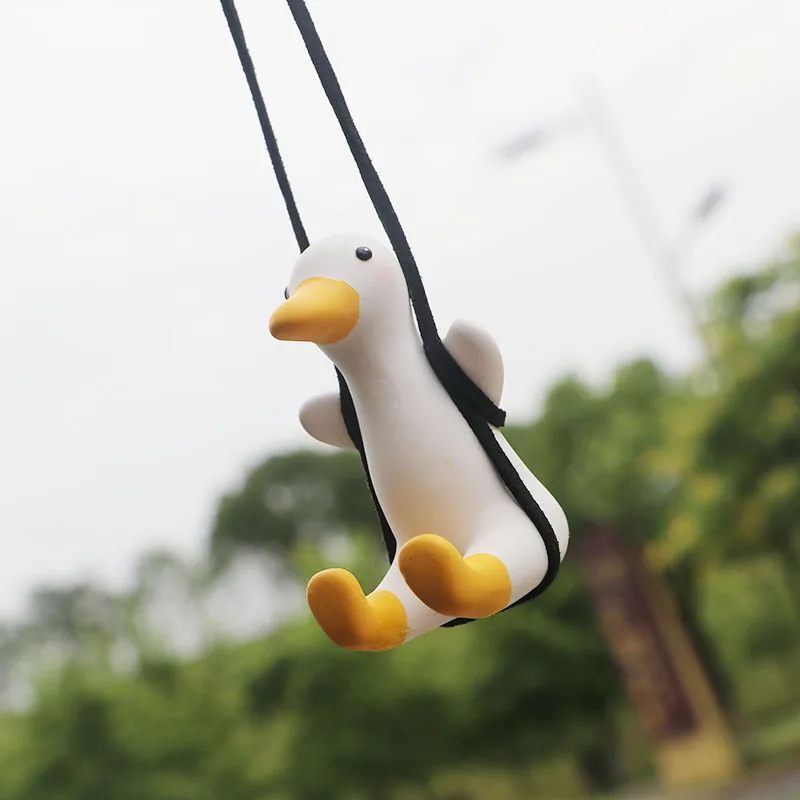 

Cute Anime Car Decoraction Gypsum Swing Duck Pendant Auto Rearview Mirror Ornaments Auto Car Fragrance Accessorie Birthday Gift