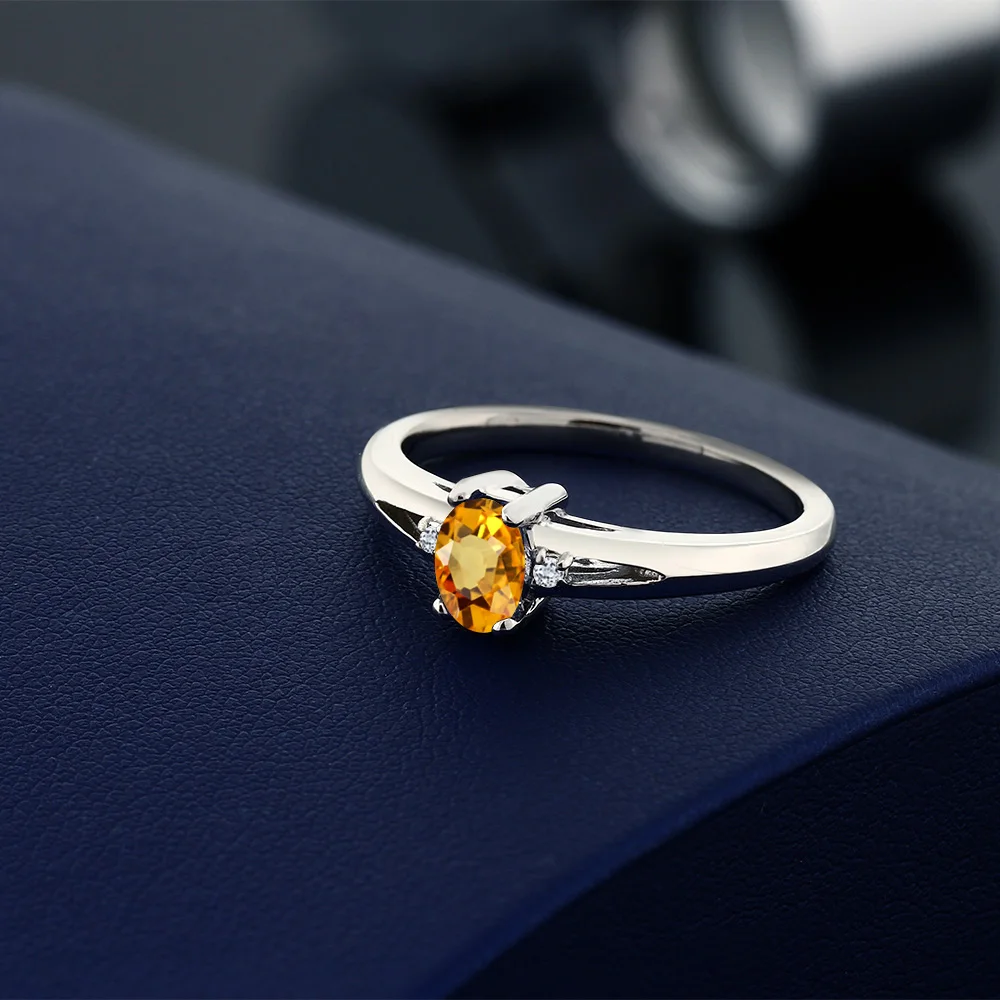 Женское кольцо GemStoneKing овальное из серебра 925 пробы с натуральным желтым Сапфиром