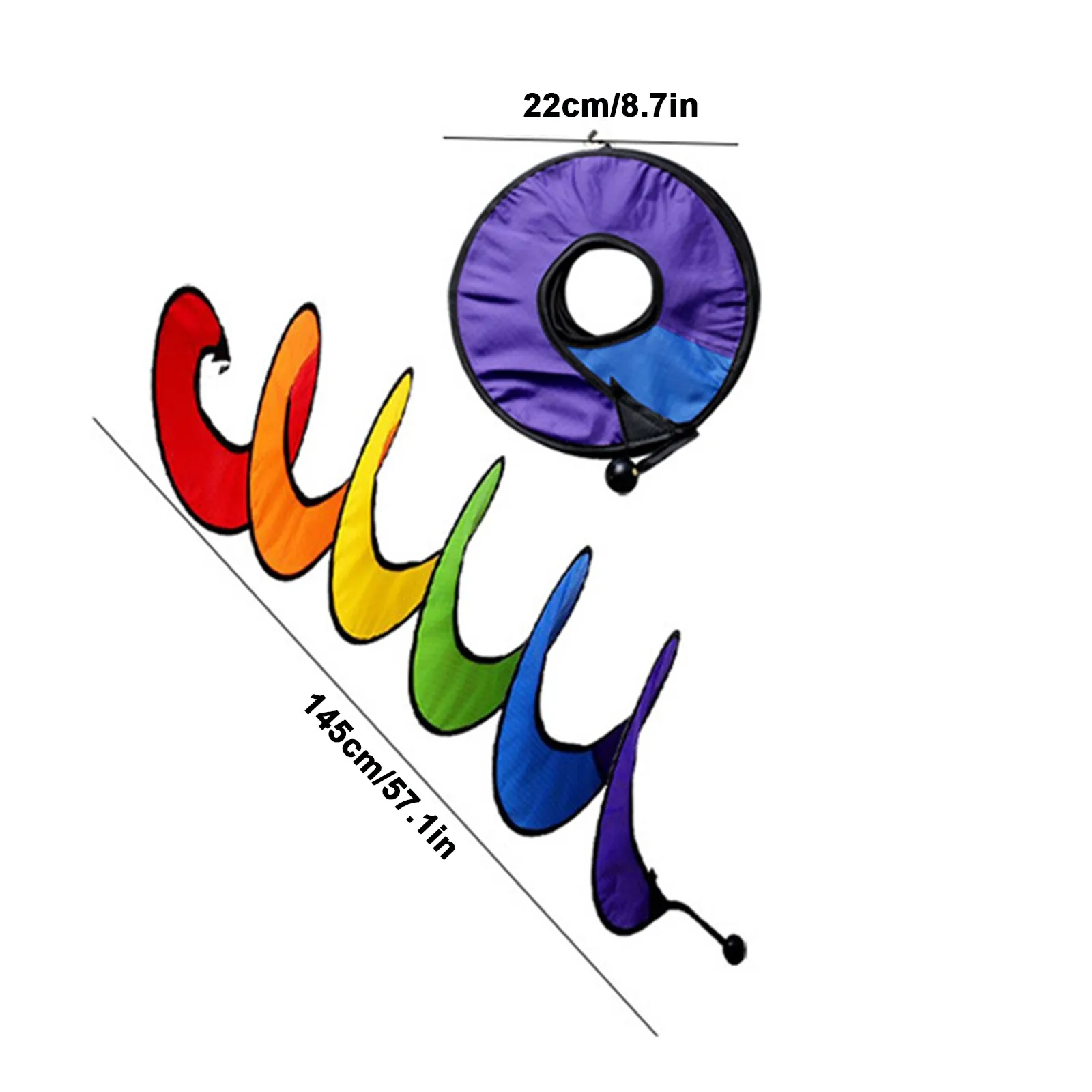 

Rainbow Curlie Wind Spinner Hanging Yard Patio Decorations Outdoor Lawn 60 Inch Garden Colored Flag Windmill Decor ( 3PC/Pack )