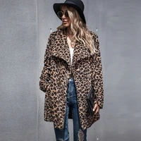 2022 thick winter women casual elegant faux fur leopard jacket warm cardigan female plush coats sweatshirt outerwear overcoat