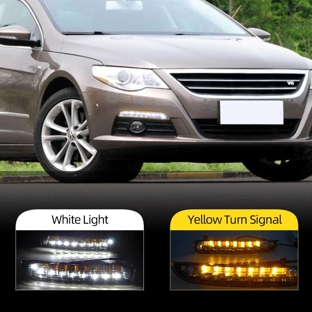 CSCSNL 2 шт. светодиодный DRL Габаритные огни с Turnnig желтый сигнальные для VW Volkswagen Passat CC