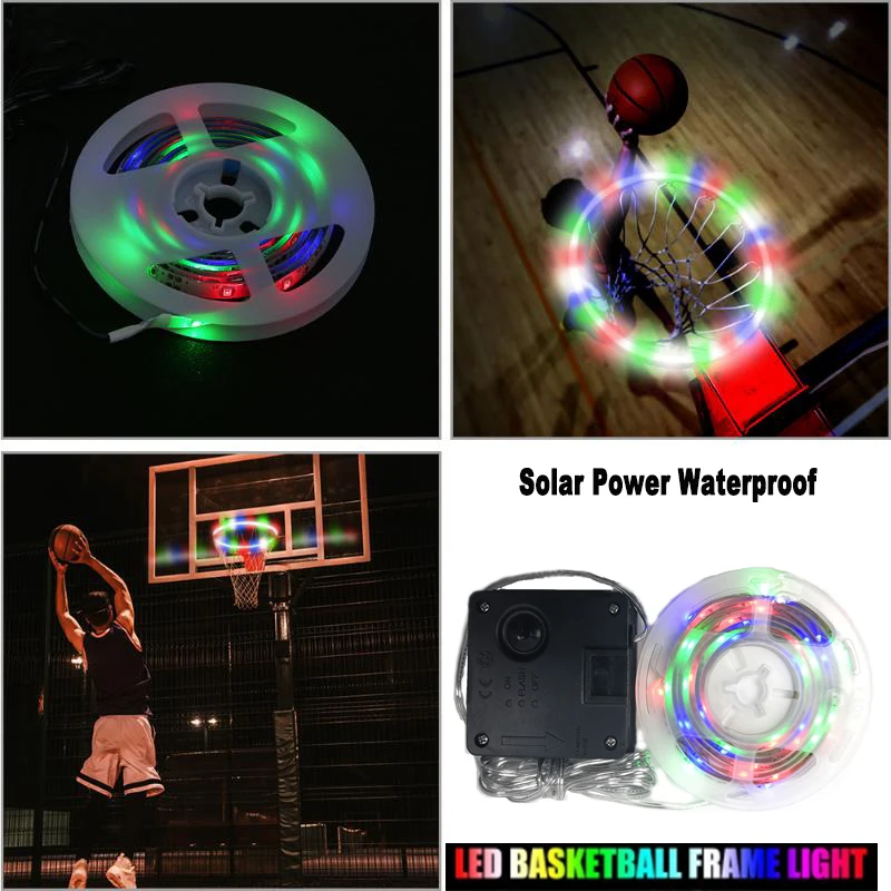 

LED Basket Hoop Solar Light Basketball Playing Led Night Strip Light Bar Basketball Rim Basketball Equitment Hoops shooting Toys