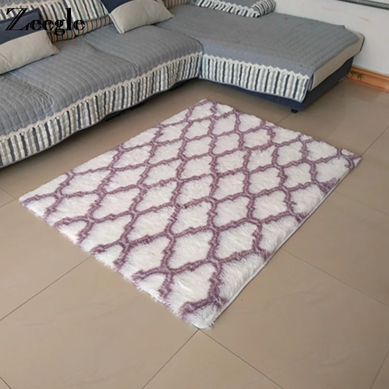 

Zeegle Plush Carpets and Rugs for Living Room Hallway Floor Rug Polyester Soft Sofa Area Foot Mat Anti Slip Bedside Carpet Mat
