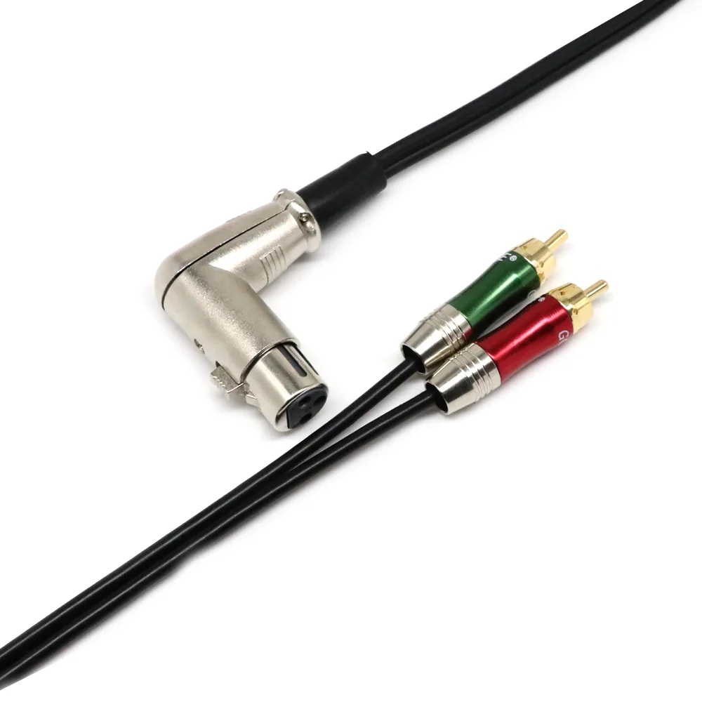 

90 degree XLR female to double lotus two parallel XLR / RCA microphone microphone guitar cable 30cm signal cable