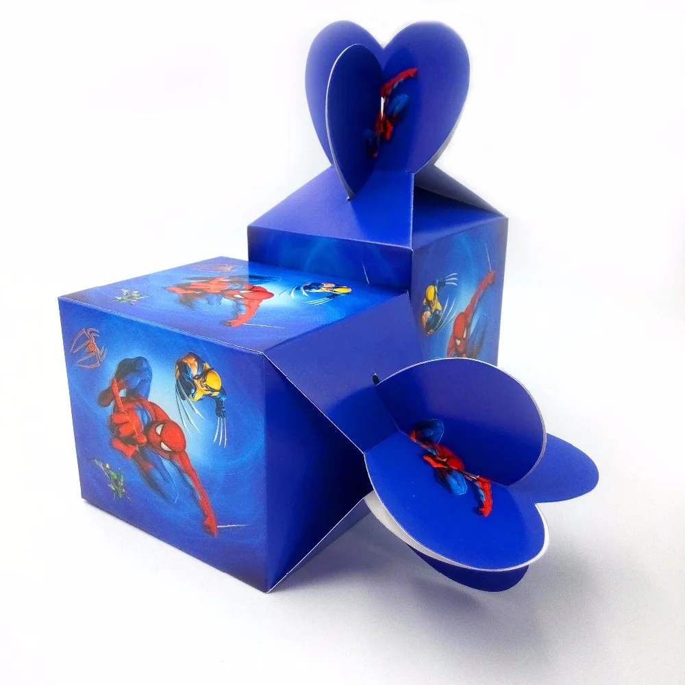1 Spiderman День рождения украшения Бумага коробка для конфет с мультипликационным