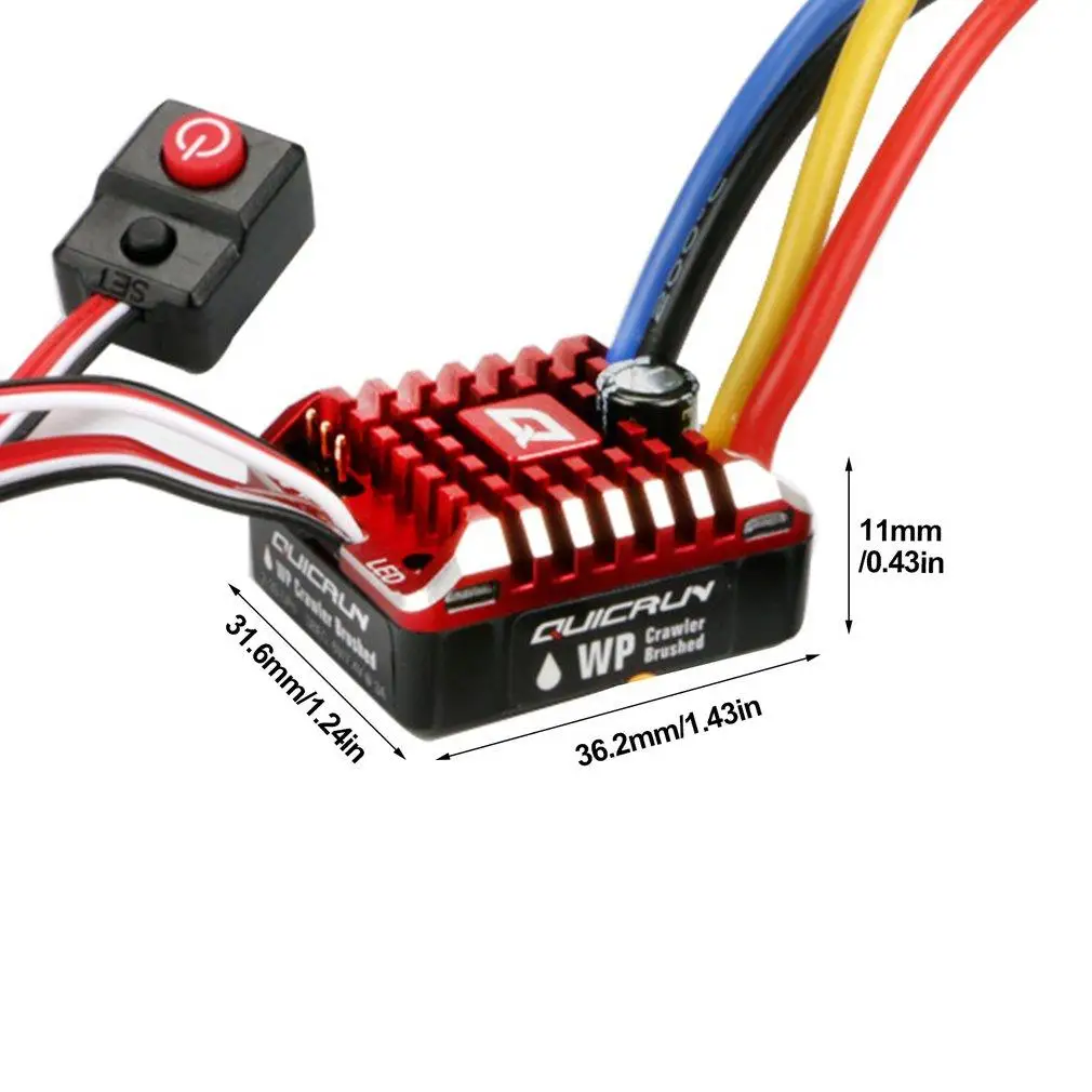 Hobbywing QuicRun 1:10 1/8 WP Crawler Brush Brushed 80A 1080 Electronic Speed Controller Waterproof ESC With Program box LED BEC | Игрушки и