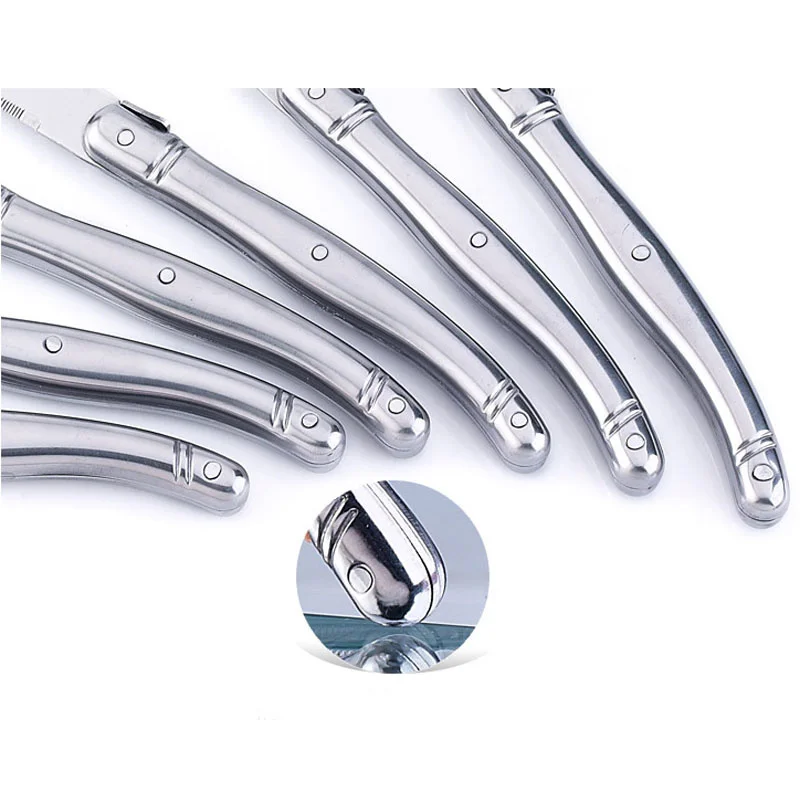 

9" Stainless Steel Laguiole Steak Knife set Dinner Knives Silver Dinnerware Serrated Blade Tableware Restaurant Cutlery 4-12pcs