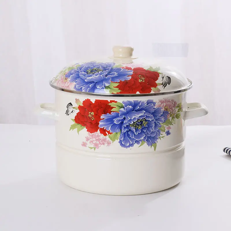 Эмалированная кастрюля эмалированная Толстая для супа с плоским дном тушения