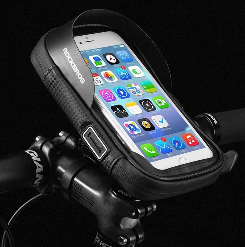 ROCKBROS велосипедная сумка с сенсорным экраном, Водонепроницаемая MTB Дорожная велосипедная сумка на руль, регулируемая велосипедная сумка, портативный кошелек, Аксессуары для велосипеда