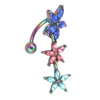 jhjt 14g navel belly piercing button rings 316l stainless stee dangle flower spider nombirl body jewelry rings