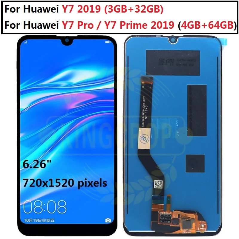 Оригинальный ЖК дисплей 6 26 дюйма для Huawei Y7/ Pro Prime 2019 дигитайзер сенсорного экрана