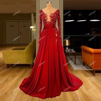 red sparkly chiffon aline evening dresses appliques robe de soiree celebrity prom wedding gown vestidos de fiesta noche