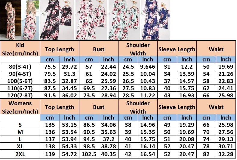 

Floral Full Sleeve Mother Daughter Matching Dresses Mommy and Me Clothes Family Look Mom Mum & Baby Girls Dress Outfits Spring