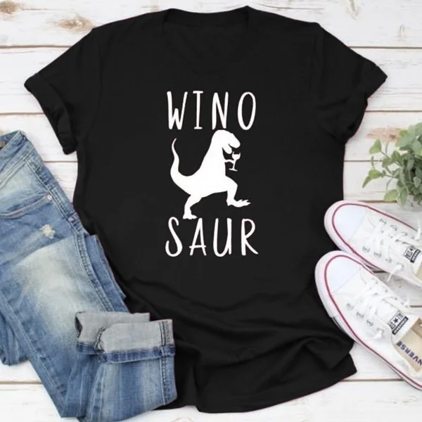 Wino saur Футболка Динозавр Графический для женщин мода гранж tumblr camiseta rosa feminina