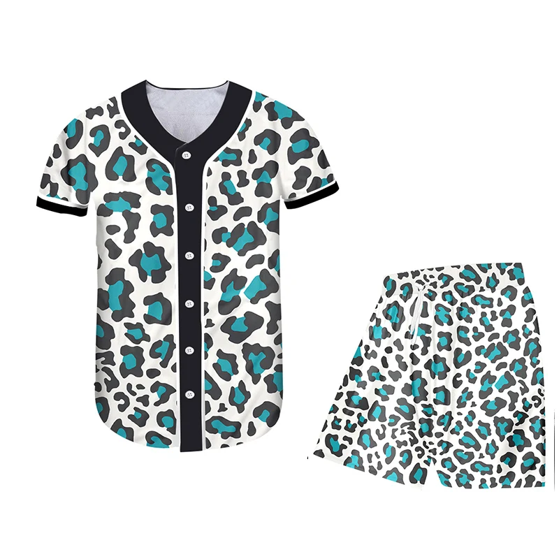 Костюм спортивный OGKB мужской с 3D-принтом худи и штаны леопардовым принтом