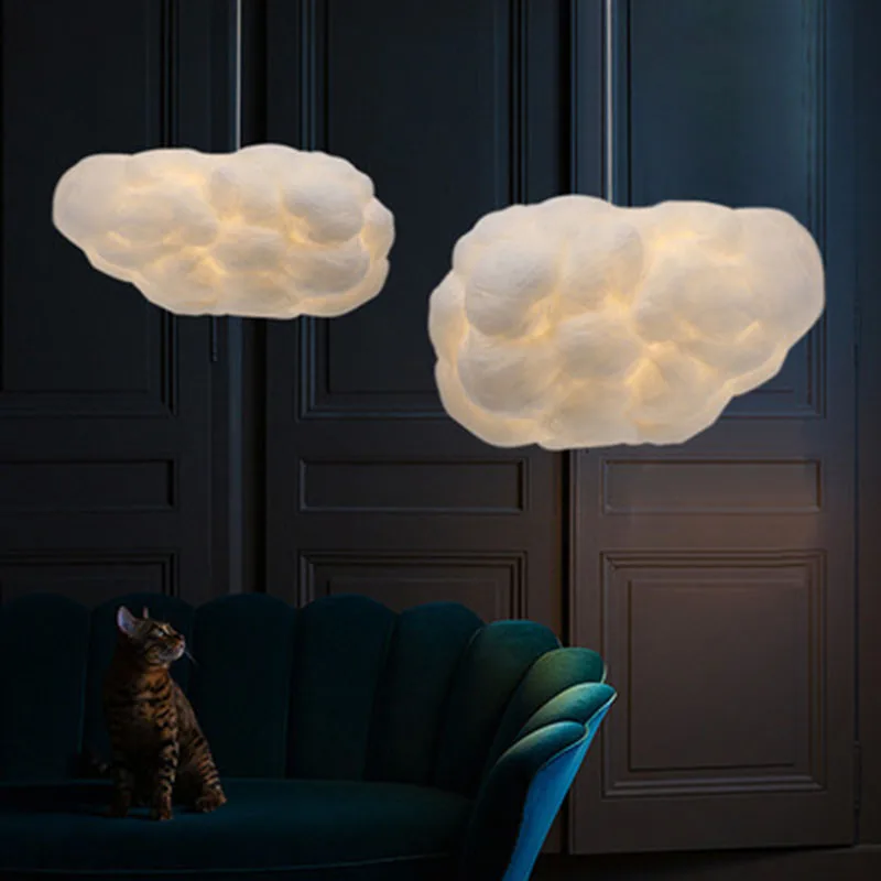 

Nordic restaurant children's room DIY LED white cloud lamp living room bedroom bar cafe bar decoration E27 pendant lights