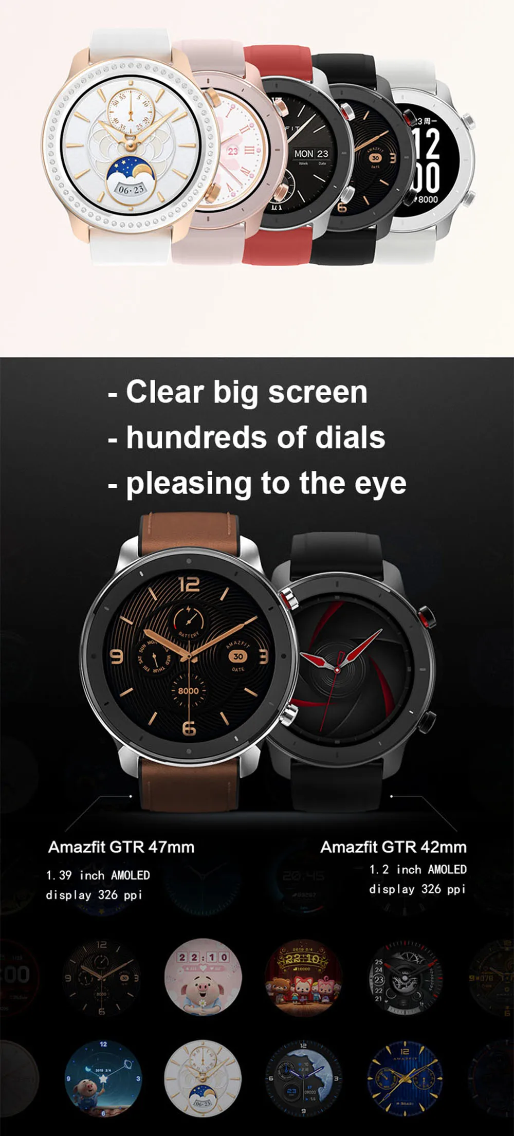 Глобальная версия Amazfit GTR 47 мм 42 мм Смарт часы умные часы Xiaomi Huami Smartwatch 12 спортивных режимов 5ATM водонепроницаемый gps 24 дня батарея AMOLE