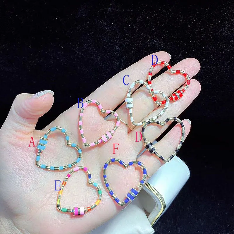 4PCS, Rainbow Color Heart Shaped Enamel Screw Clasp Fashion Jewelry Clasp, Accessories