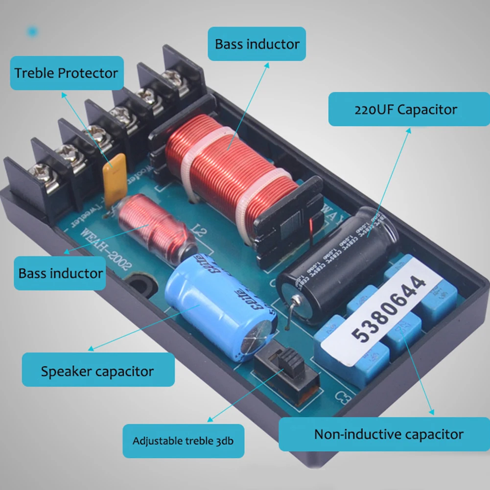 Cooling Sound Tool Professional 2 Crossover Car Speaker Durable Audio Frequency Divider Accessories Bass Adjustable DIY Vehicle |