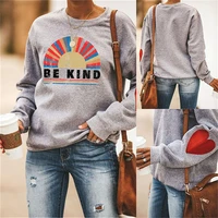 explosive fashion womens arm love pattern ladies pullover sports long sleeve be kind personality fan jacket